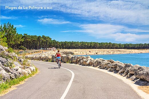 Fietspad naar de stranden van La Palmyre, Charente-Maritime.