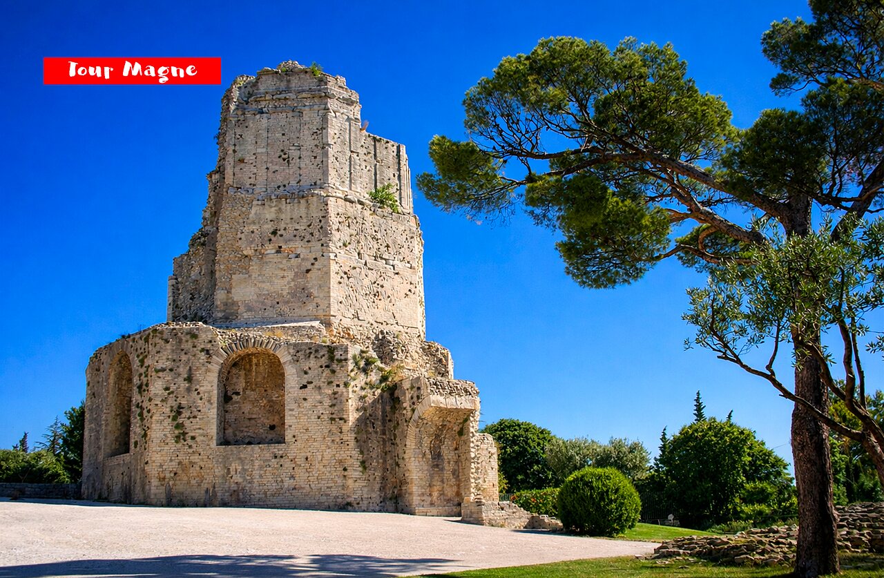 Tour Magne, historisch Romeins monument te bezoeken in N�mes, Gard.