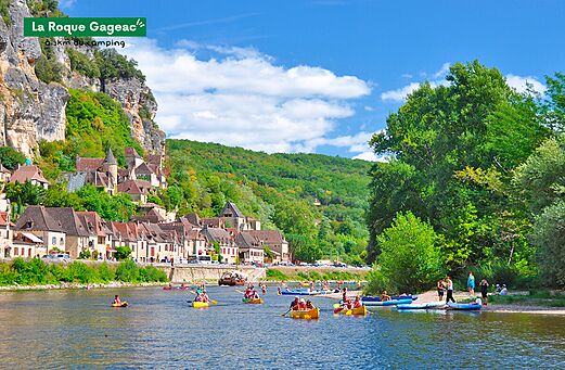 La Roque-Gageac, middeleeuws dorp aan de Dordogne, te bezoeken nabij de camping.