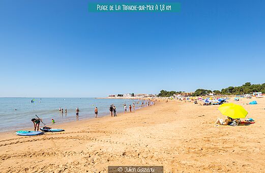 Strand van La Tranche-sur-Mer, fijn zand en zwemmen, wateractiviteiten.