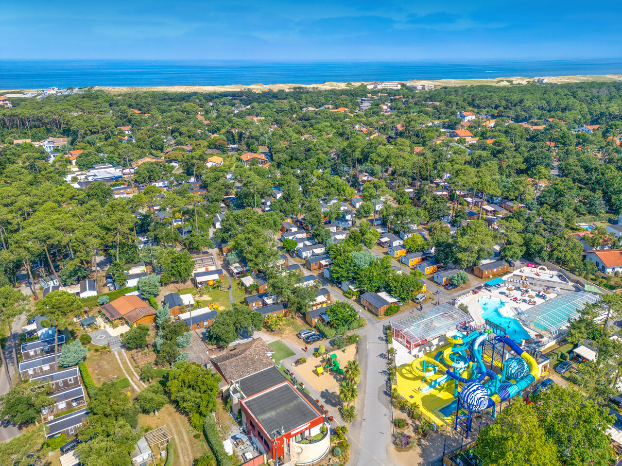 Waterpark, accommodaties, oceaan op camping VAGUES OCEANES Boudigau, LABENNE OCEAN.