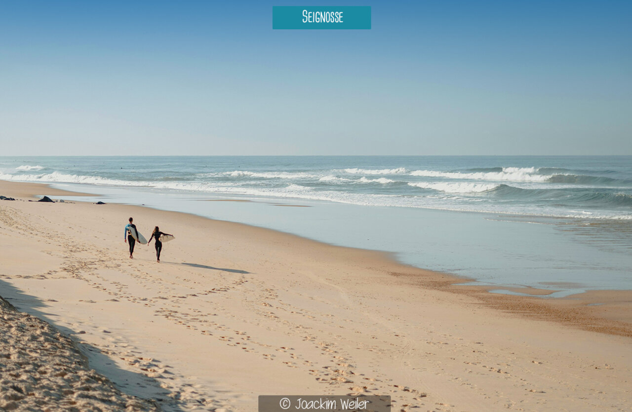 Strand van Seignosse, Landes, ideale surfplek nabij de camping.