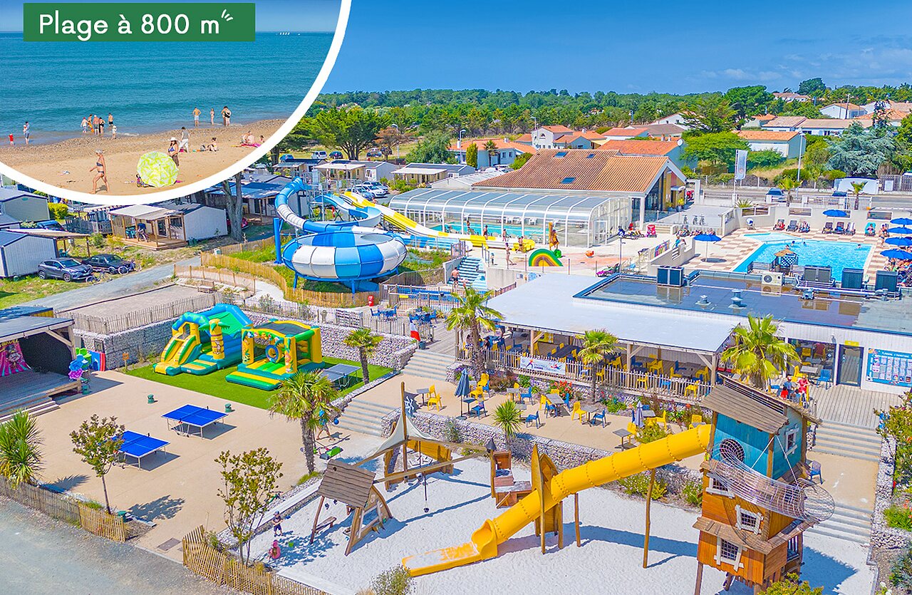 Waterpark, speeltuinen op camping CLICOCHIC in Brem sur Mer (85).