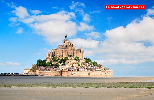 Mont Saint-Michel, middeleeuwse abdij en dorp op zijn eiland in Normandi�.