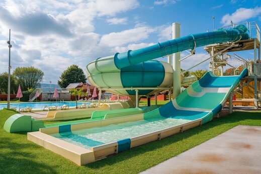 Waterglijbanen en buitenzwembad op camping CAPFUN Citta di Angera in Angera VA (21).