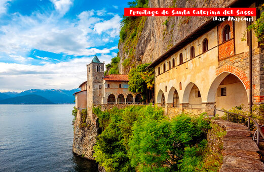 Hermitage van Santa Caterina del Sasso, historisch monument aan het Lago Maggiore.