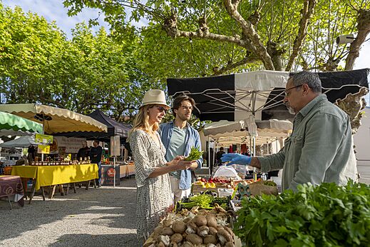 Lokale markt met verse producten op camping CAPFUN Clown Oc�an in TOSSE (40).