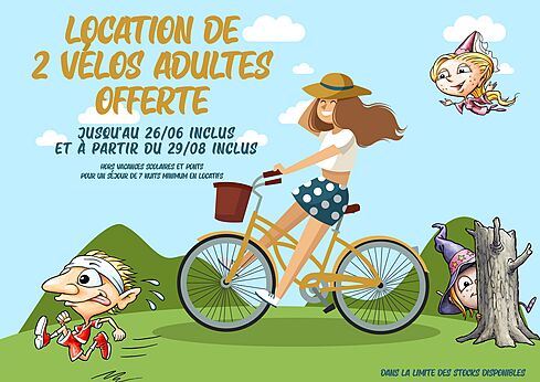 Huur van 2 volwassen fietsen gratis op camping CLICOCHIC Commanderie in Rustiques (11).