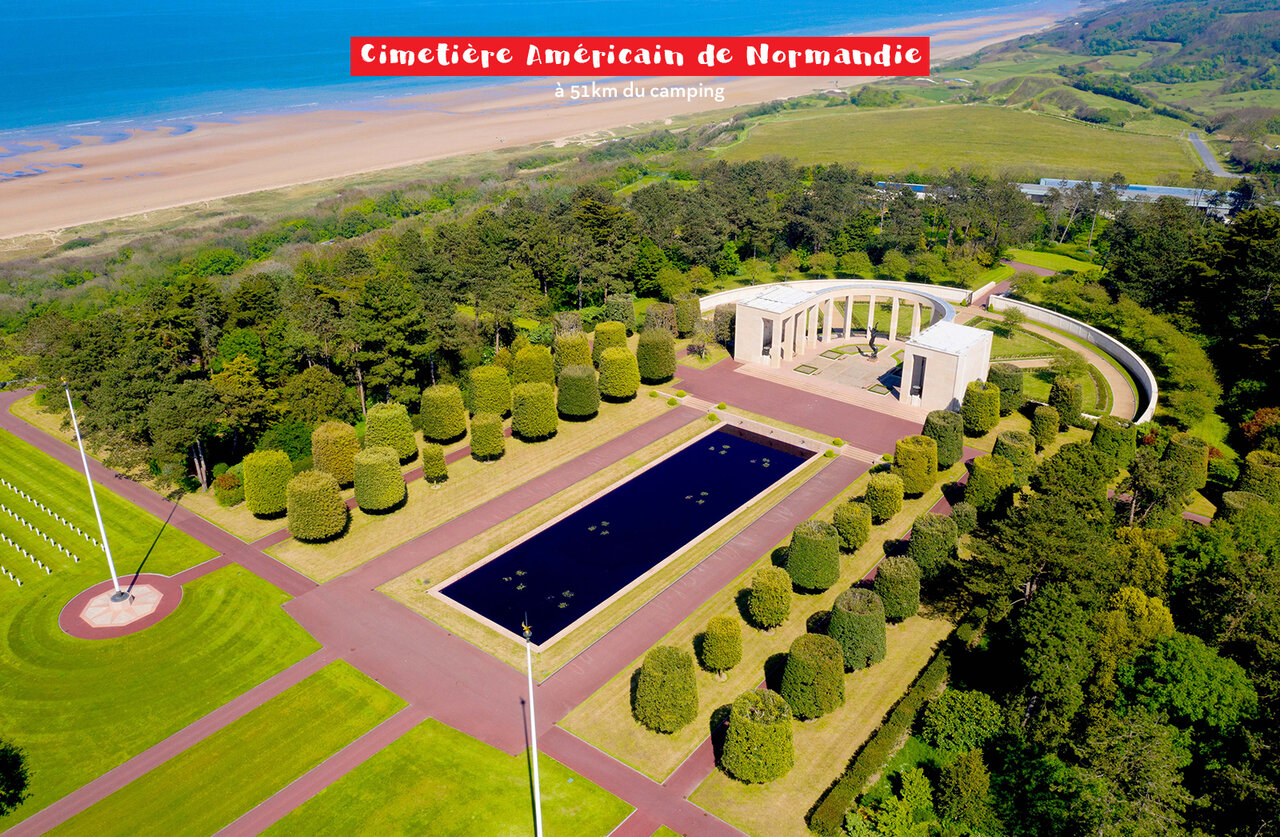 Amerikaanse Begraafplaats Normandi�, historische plek te bezoeken nabij Courseulles-sur-Mer.