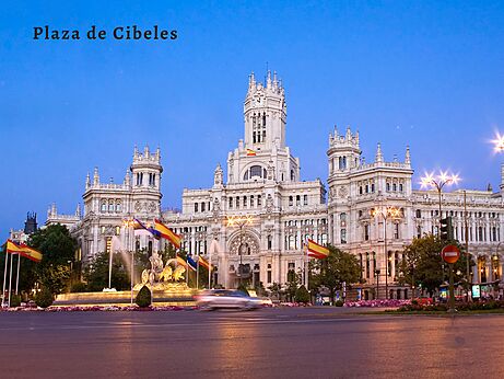 Plaza de Cibeles en Palacio de Cibeles, iconisch monument in Madrid.