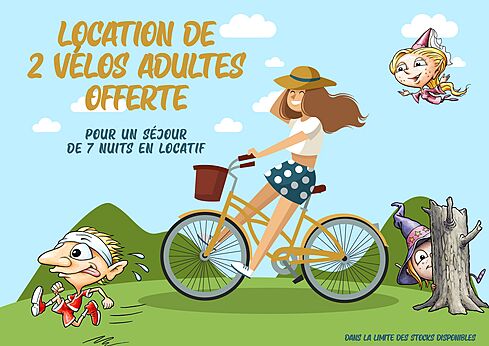 Aanbieding gratis huur van 2 volwassen fietsen op camping CLICOCHIC Etoile de Mer in Asserac (44).