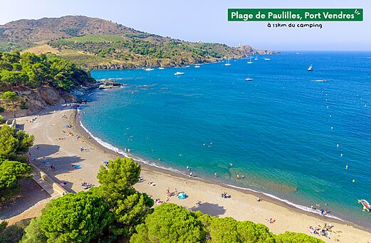 Strand van Paulilles in Port Vendres, beschermd natuurgebied nabij de camping.