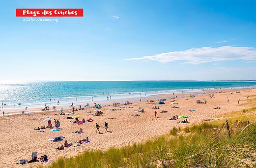 Plage des Conches, breed zandstrand te bezoeken nabij Avrille in de Vendée.