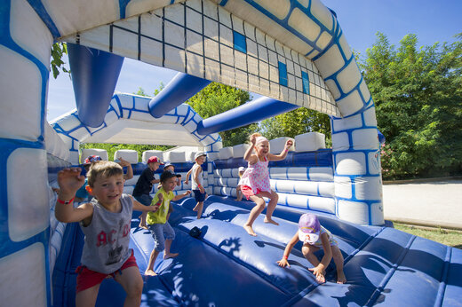 Springkasteel op camping CAPFUN Hauts de Ratebout in STE FOY DE BELVES (24).