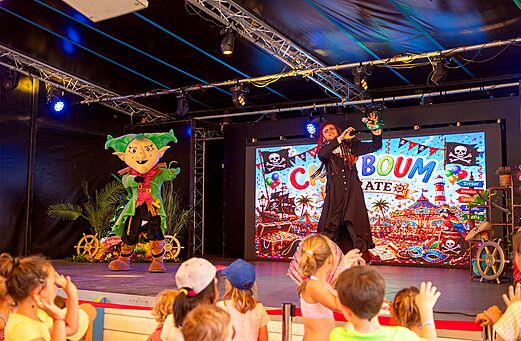 Piraten animatieshow met mascotte voor kinderen op camping CAPFUN Hirondelle in Oteppe.