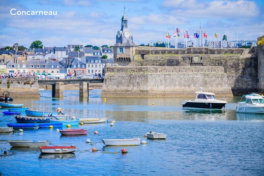 Ommuurde stad Concarneau, historische vesting in Bretagne, Finistère.