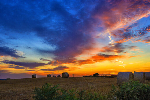 Veld, zonsondergang op camping CAPFUN Kervel in PLONEVEZ PORZAY (29).