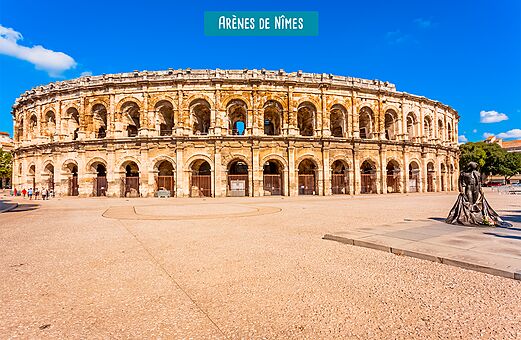 Arena van N�mes, historisch Romeins amfitheater te bezoeken in Occitani�.