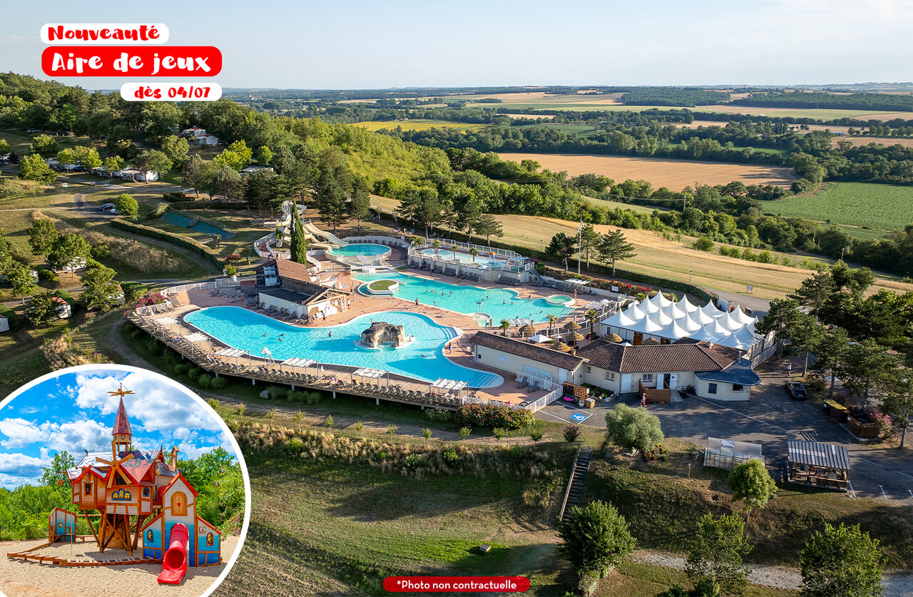 Waterpark en speeltuin op camping CAPFUN Lac des 3 Vall�es in Lectoure.