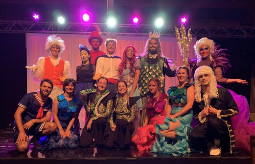 Animatieshow met verklede artiesten op podium van camping CAPFUN Landisland (40).