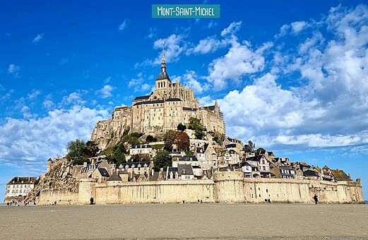 Mont-Saint-Michel, middeleeuwse abdij en vestingdorp in Normandië, Frankrijk.