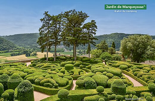 Tuinen van Marqueyssac, hangende tuinen met gesculpteerde buxus, nabij Castelnaud-la-Chapelle.