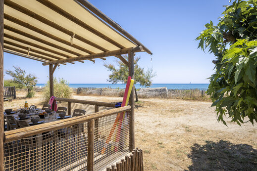 Terras stacaravan met tafel, zeezicht, CAPFUN Marina d'Aléria in Aleria (20).