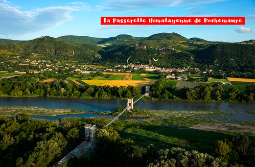 Himalayabrug van Rochemaure, hangbrug over de Rhône in de Ardèche.