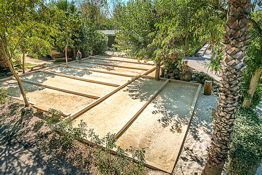 Jeu de boules baan op camping CAPFUN Mer et Soleil, Cap d'Agde (34).