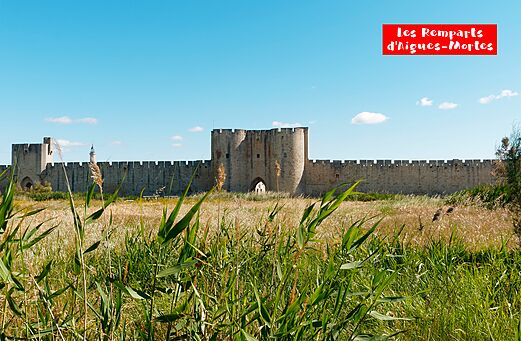Middeleeuwse stadswallen van Aigues-Mortes, historische stad in de Camargue.