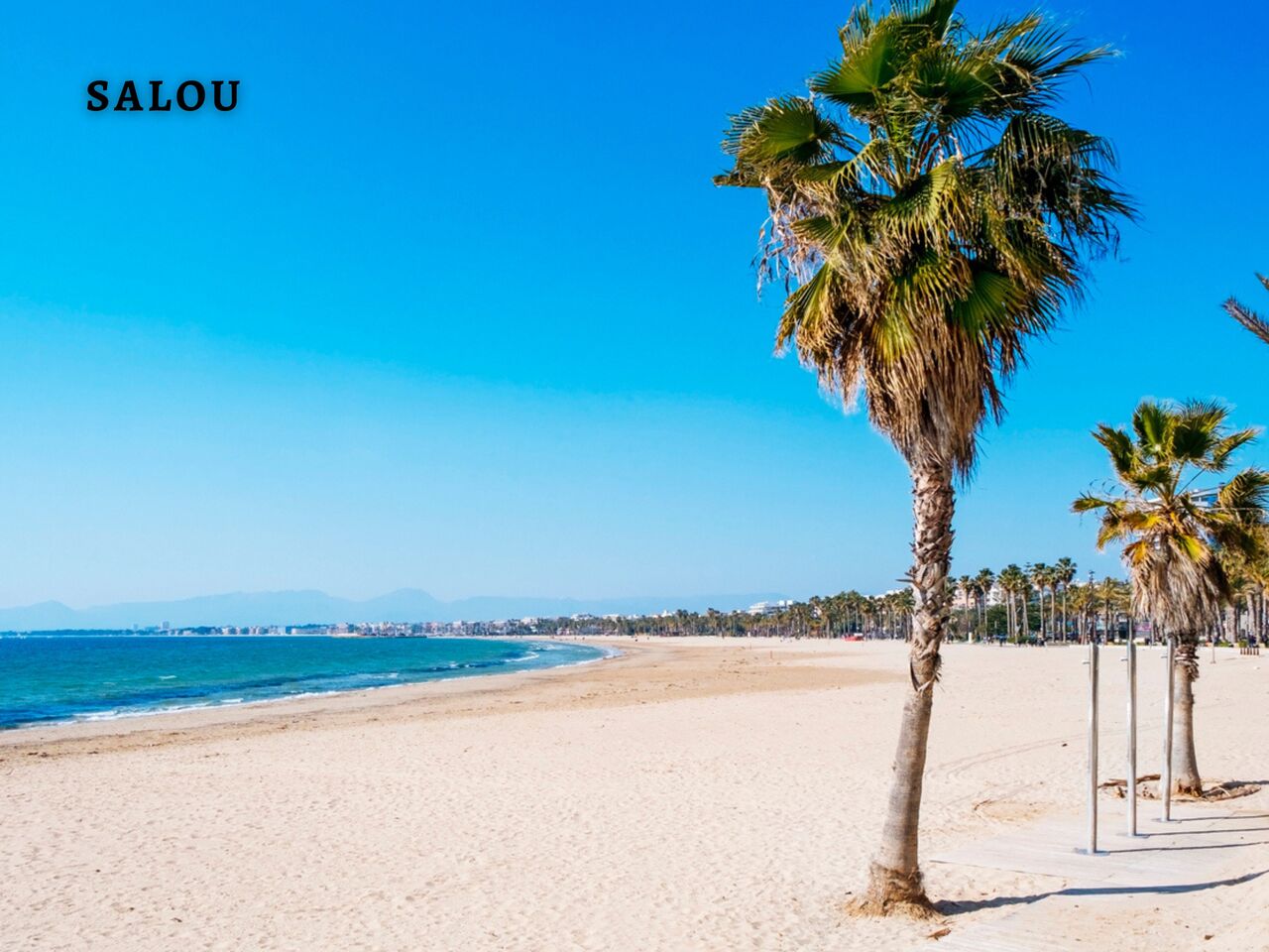 Strand van Salou met palmbomen, een plek om te bezoeken nabij de camping.