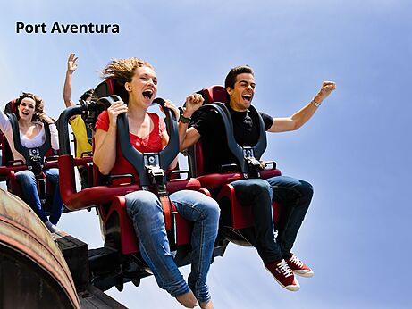 Achtbaan in Port Aventura, attractiepark te bezoeken nabij de camping.