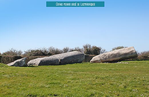 Grote Gebroken Menhir van Locmariaquer, historische megalithische site in Zuid-Bretagne.