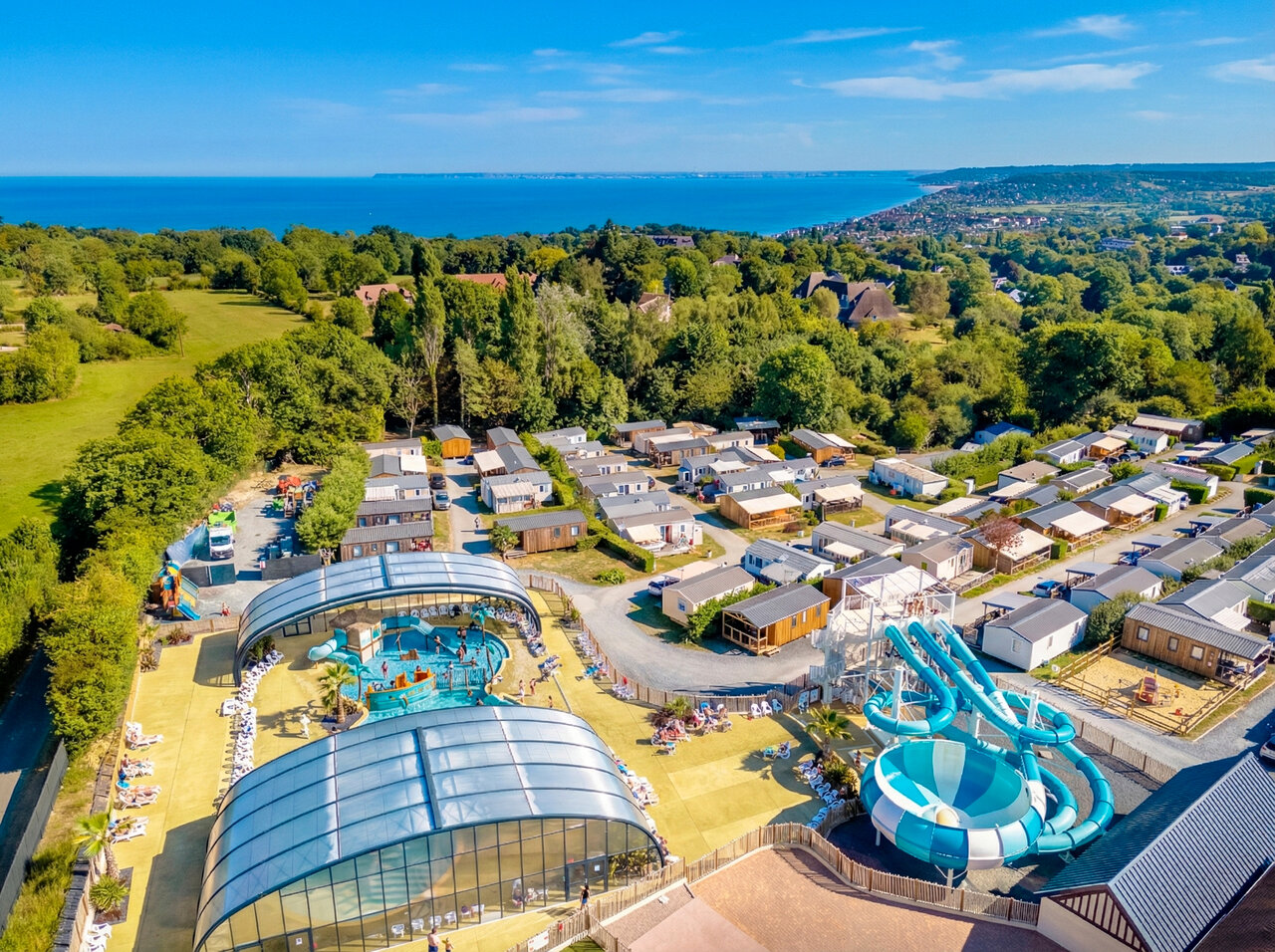 Waterpark, glijbanen, stacaravans op camping VAGUES OCEANES Odyss�e in Villers sur mer (14).