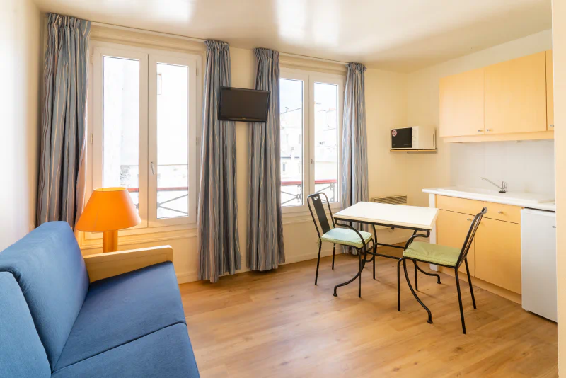 Interieur stacaravan op camping CAPFUN Hotel Paris Saint Germain in PARIJS (75).