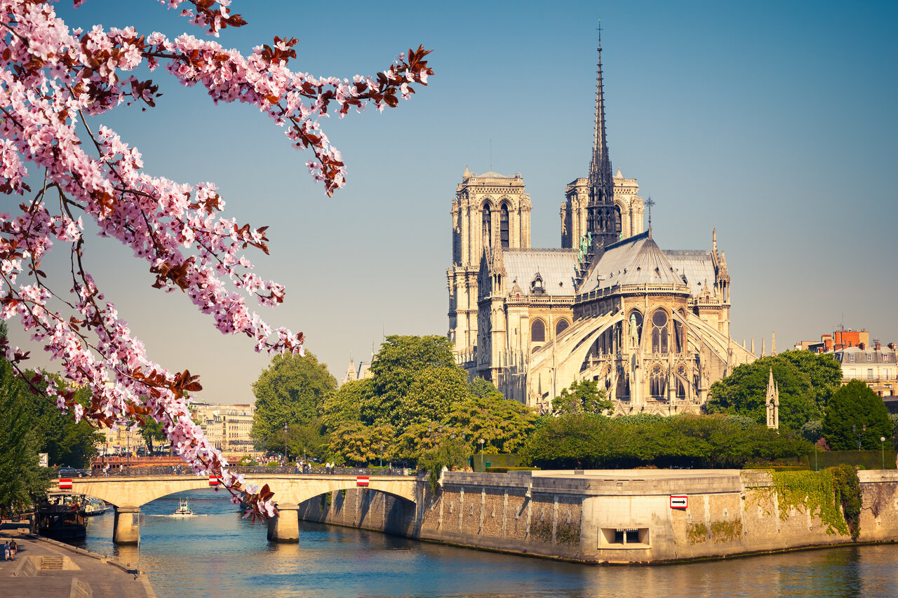 Notre-Dame kathedraal in Parijs in de lente, iconische plek om te bezoeken nabij de camping.
