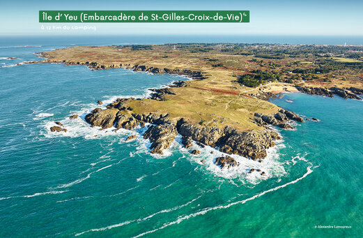 Île d'Yeu, wilde kust en rotsachtige kliffen nabij St-Gilles-Croix-de-Vie.