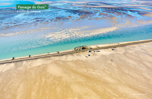 Luchtfoto Passage du Gois, onderwaterweg in de Vendée.