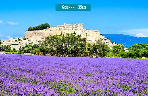 Kasteel van Grignan en lavendelvelden in de Provence, een bezoek waard.