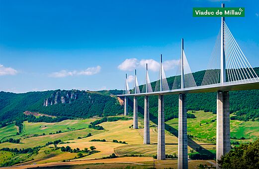 Viaduct van Millau, indrukwekkende tuibrug, te bezoeken nabij Millau, Aveyron.