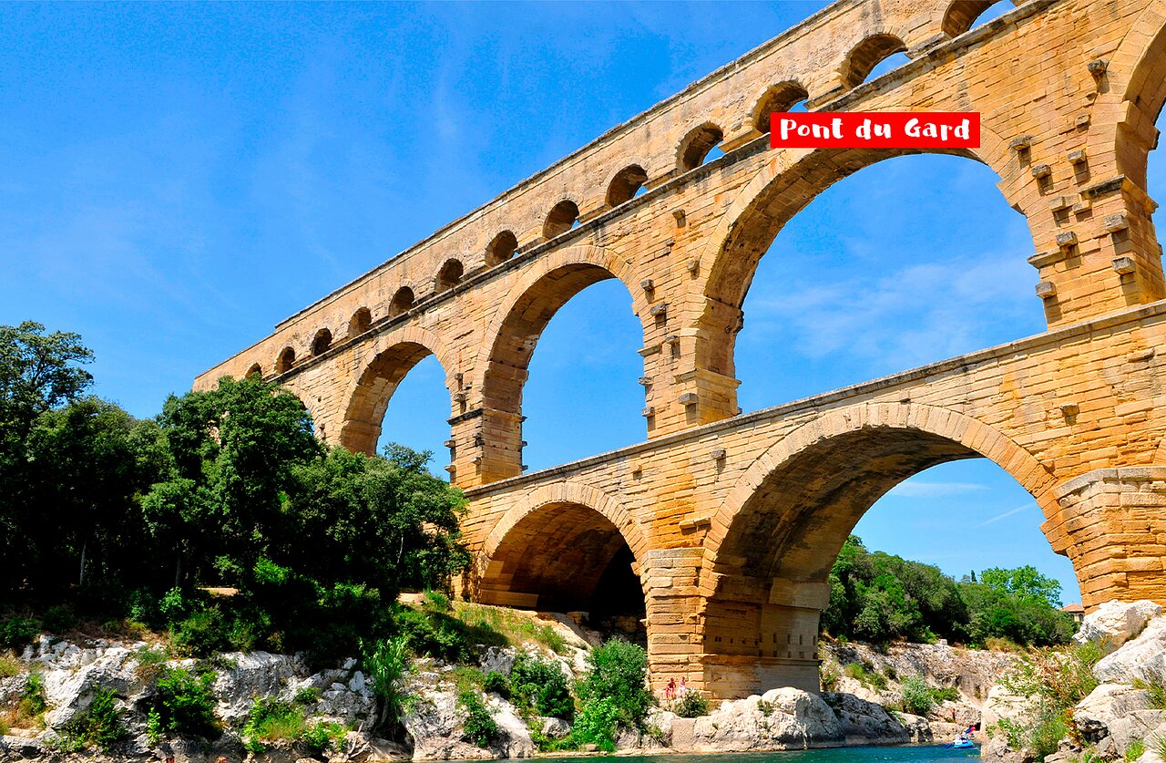 Pont du Gard, majestueus Romeins aquaduct, te bezoeken nabij Remoulins, Gard.