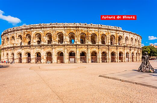 Arena's van N�mes, historisch Romeins amfitheater te bezoeken in Gard.