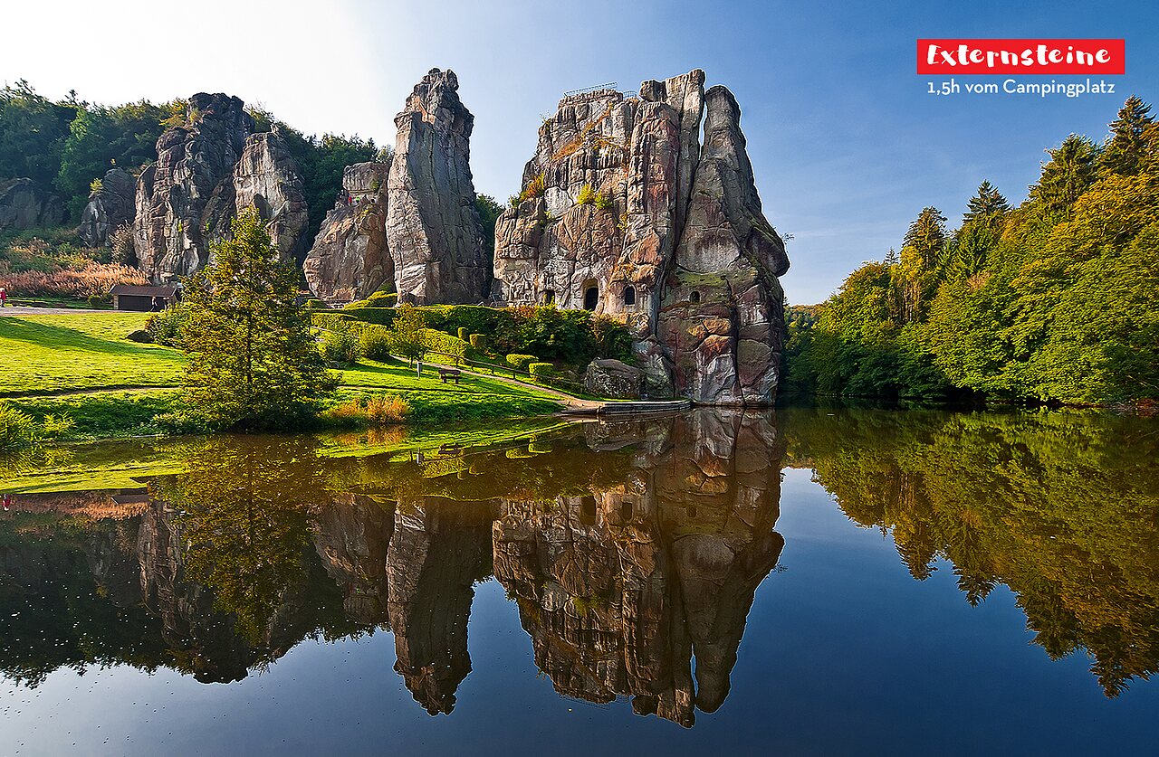 De Externsteine, indrukwekkende rotsformaties en meer, te bezoeken nabij Tecklenburg.