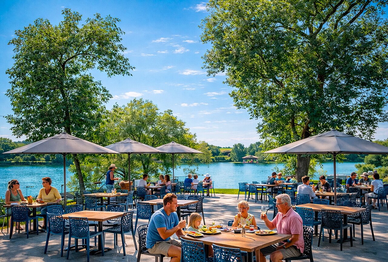 Restaurantterras op camping CAPFUN Tensch Jolie in Grostenquin (57).