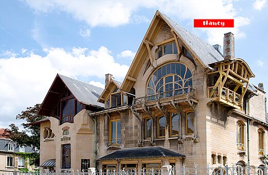 Prachtig Art Nouveau gebouw in Nancy, stad te bezoeken in Lotharingen.
