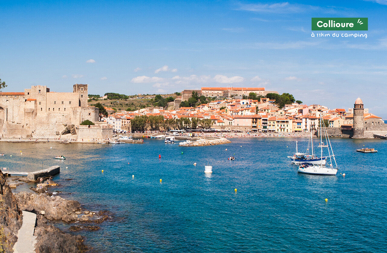 Collioure, charmante kuststad in de Pyrenee�n-Orientales, te bezoeken nabij de camping.
