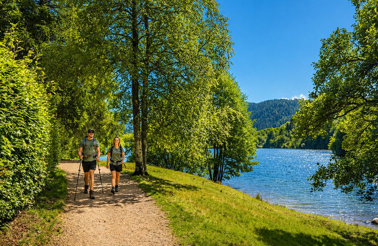 Stel bij beekje, safaritent op camping CLICOCHIC Verte Vall�e, XONRUPT LONGEMER.