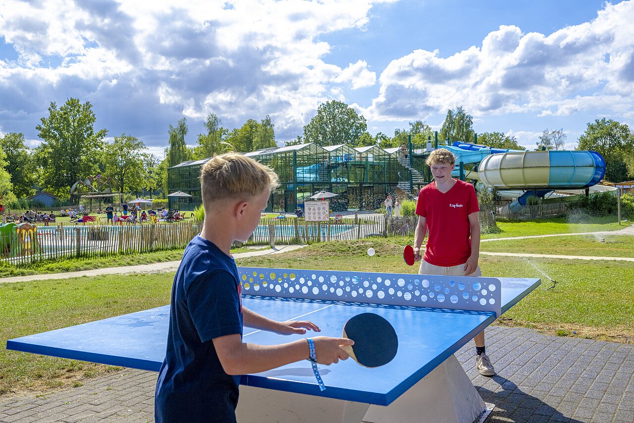 Tafeltennis, zwembad en waterglijbanen op camping CAPFUN Vlinderloo in Enschede.