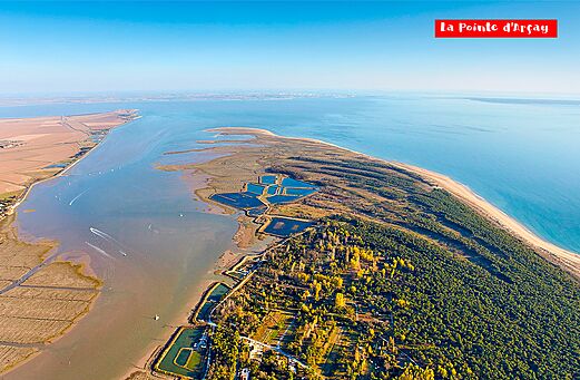 Luchtfoto van Pointe d'Ar�ay, strand en bos in de Vend�e.