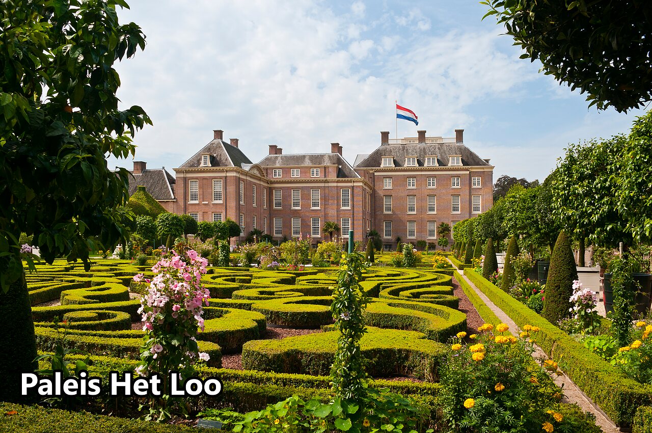 Paleis Het Loo, indrukwekkend koninklijk paleis en tuinen in Apeldoorn, Nederland.